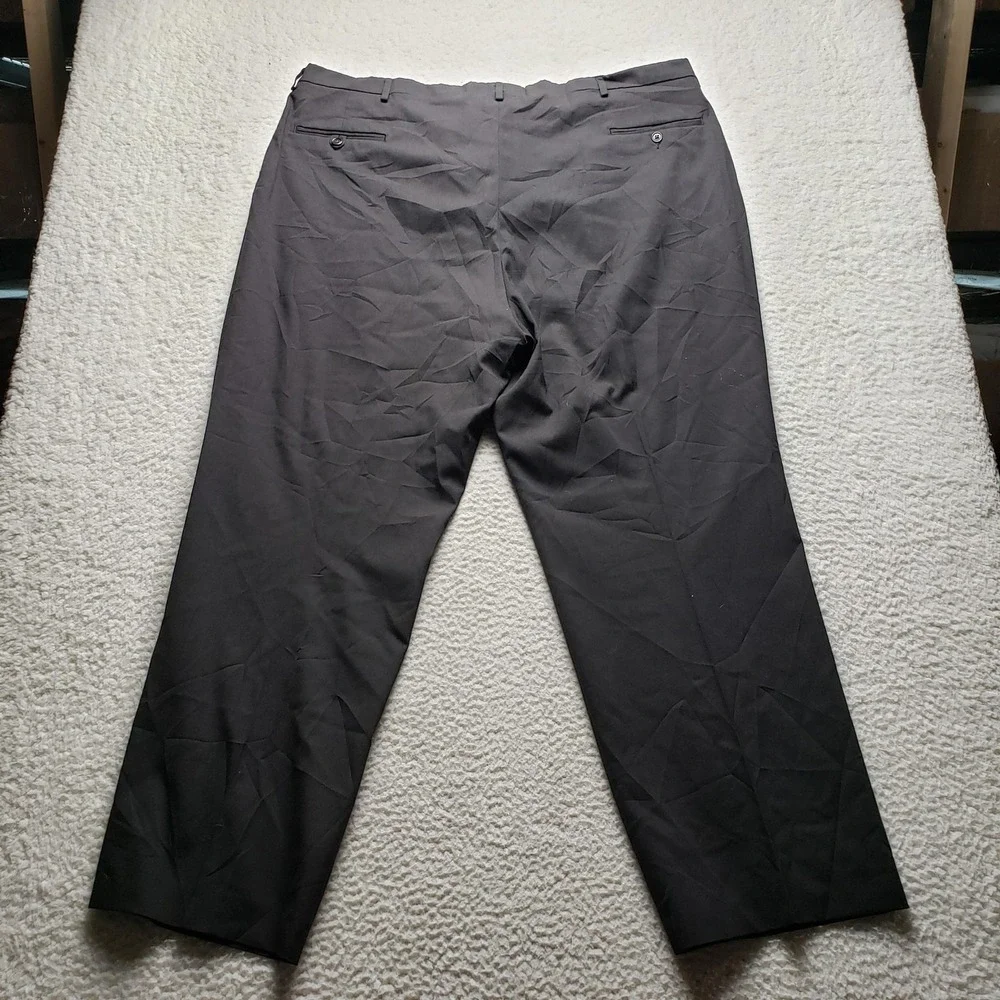 Haggar Dress Pants Mens 47x32 Black Black Label Pleated Microfiber Classic Fit